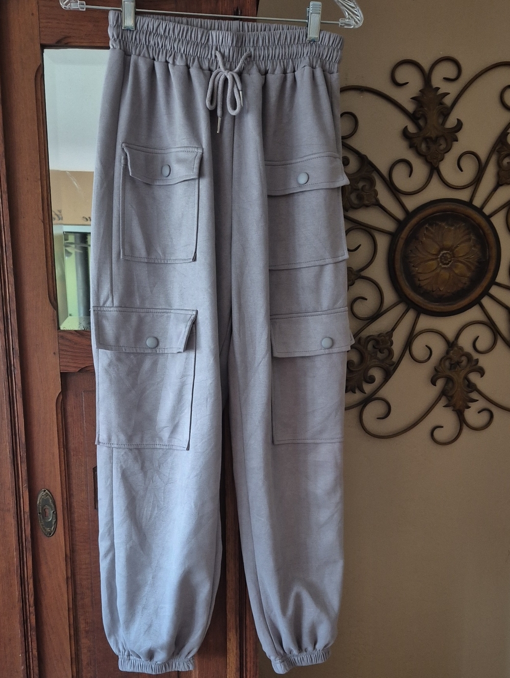 Light Gray Women's Cargo Jogger Pants